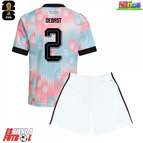Bélgica Zeno Debast #2 Segunda Equipación Niños Mundial 2026 Manga Corta (+ Pantalones cortos)